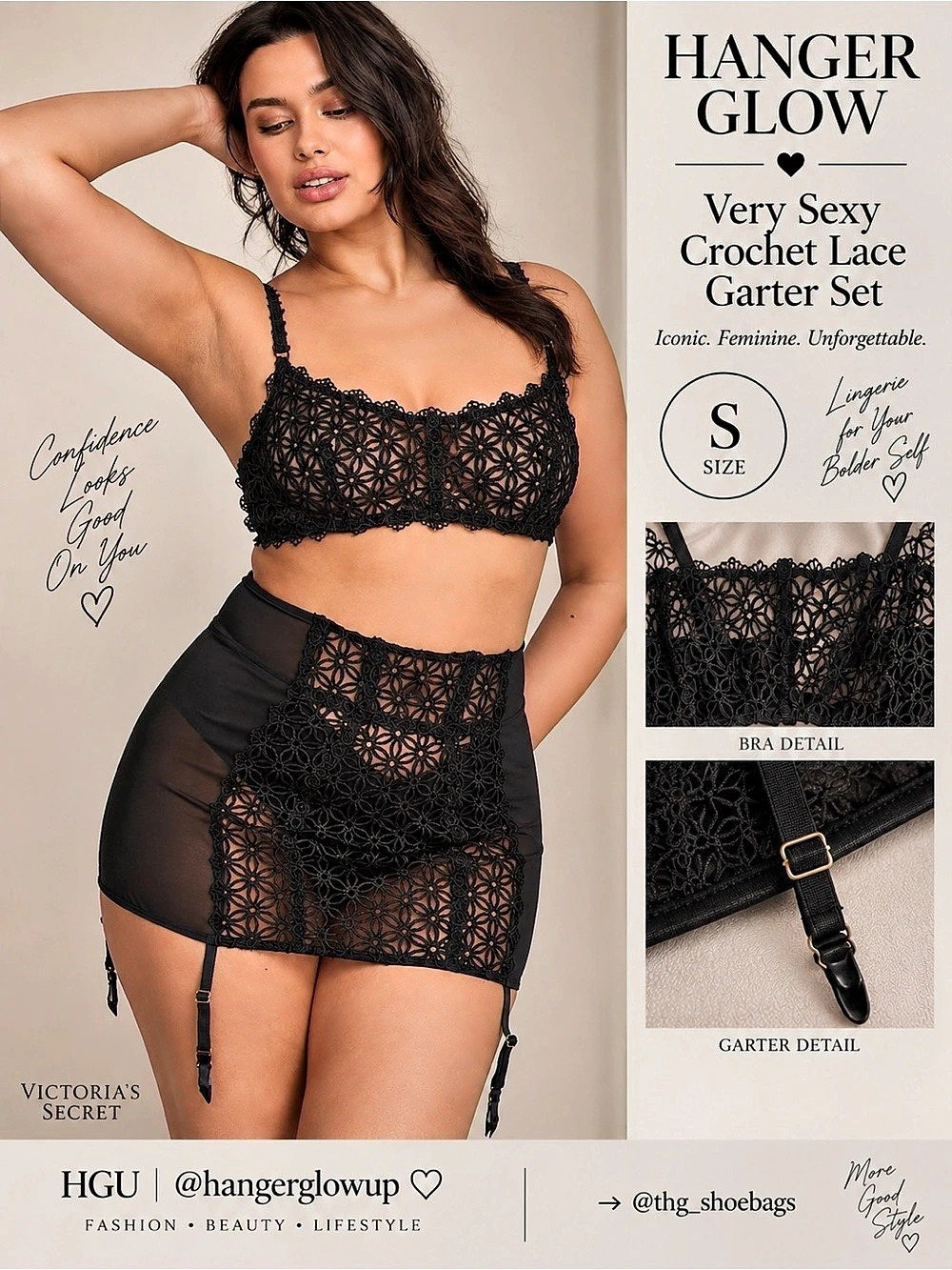 Victoria’s Secret Very Sexy Geo Daisy Lace Bralette & Garter Skirt S NWT